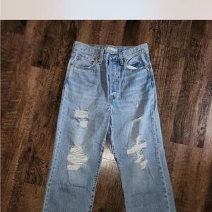 Levi's Light Blue Distressed Ankle Jeans